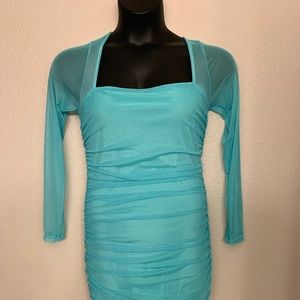 Fashion Nova: Turquoise Ruched Mini Dress
